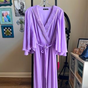 Lavender maxi dress with rhinestone trim